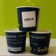 uberpool paper cup advertising campaign with offers and promo codes gingercup