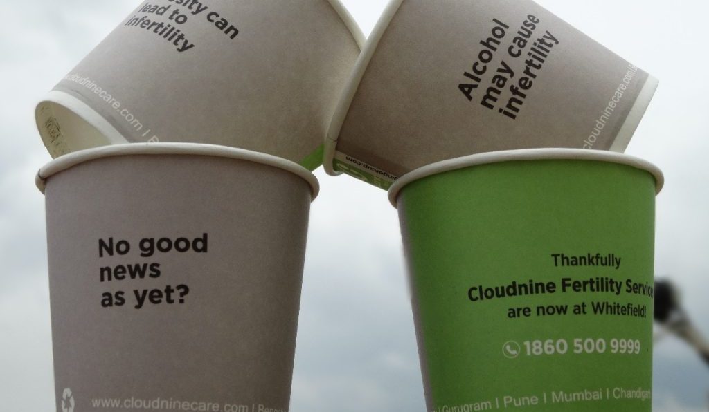 awareness on infertility paper cup advertising campaign gingercup