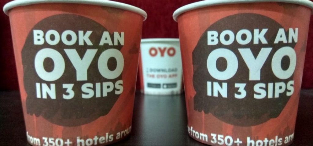 oyo rooms branded paper cups