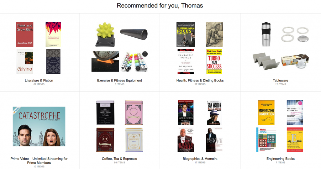 amazon personalised recommendations