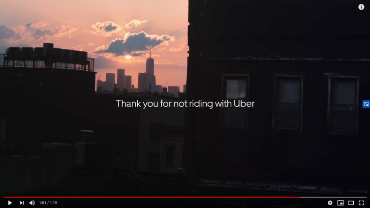 thank you for not riding with uber campaign