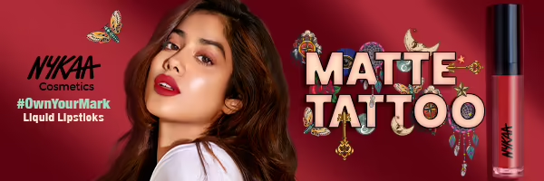 The picture shows an actress as the cover of the poster to promote Nykaa products