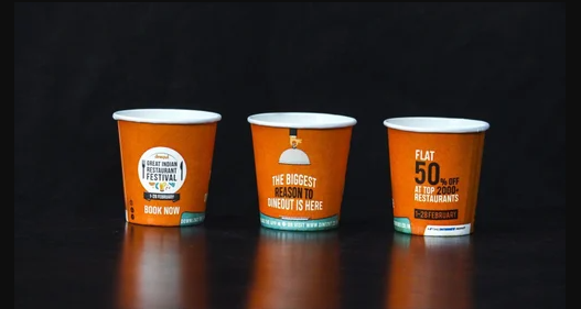 A picture showing paper cup branding