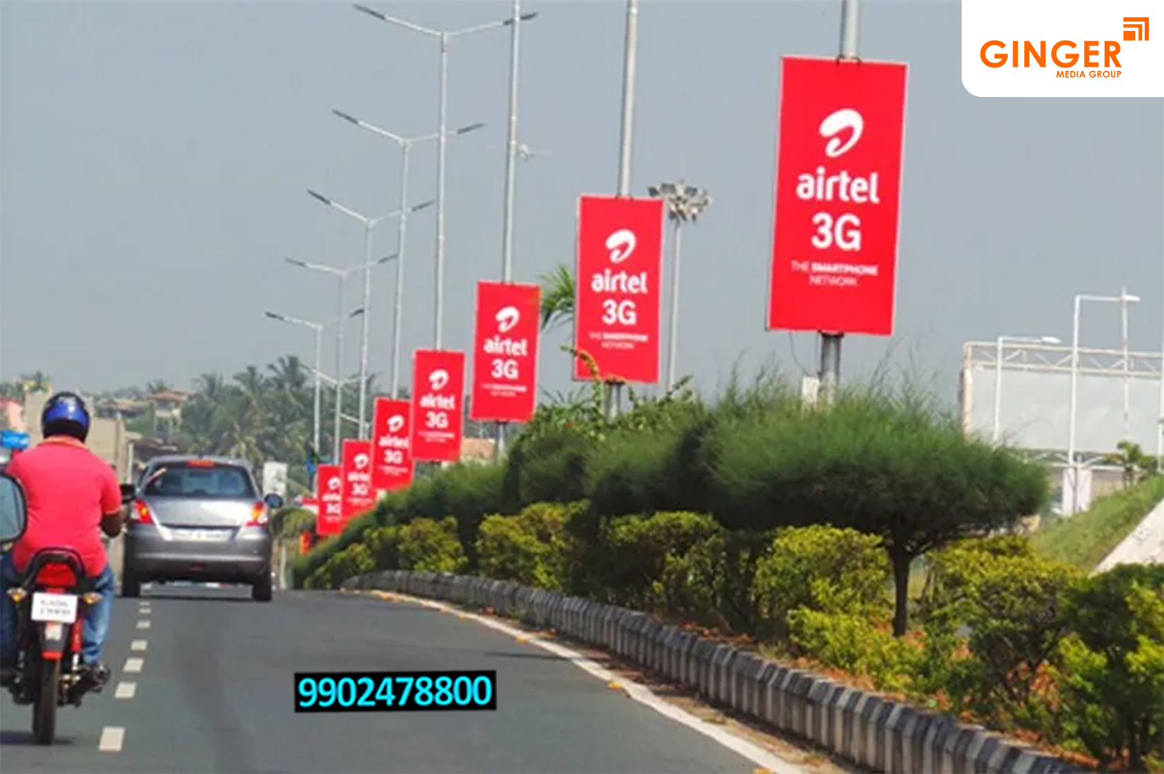 airtel 3G of Pole Board advertising done in India