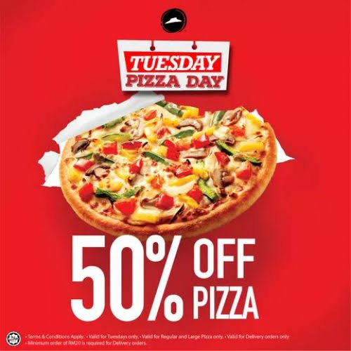 Pizza with 50% off on Tuesday
