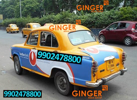 Cab Advertising in Kolkata with blue color