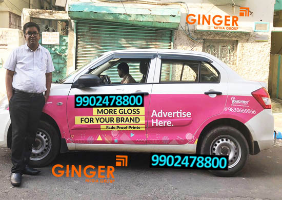 Cab Advertising in Kolkata with pink color
