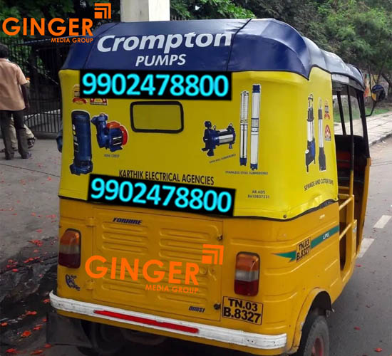 Auto Branding in Chennai for Crompton Brand with yellow  color