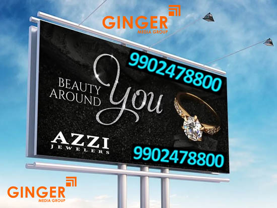 Billboard Advertising in Hyderabad for AZZI Brand on black color board
