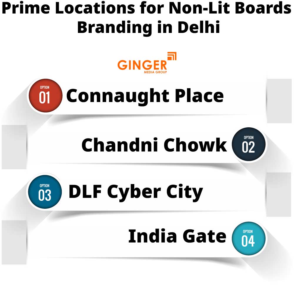 prime locations for non lit boards branding in delhi
