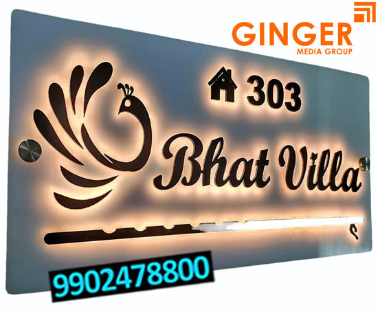Glow signage boards in Agra for Bhat Villa