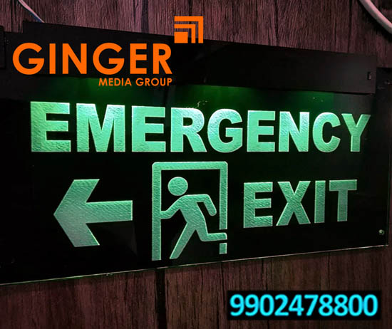 glow sign board xxx emergency exit