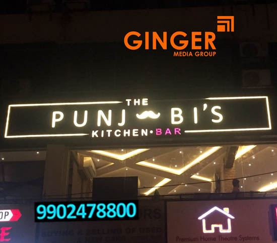 Glow Signage Board in Delhi for Punjabi's Kitchen Bar