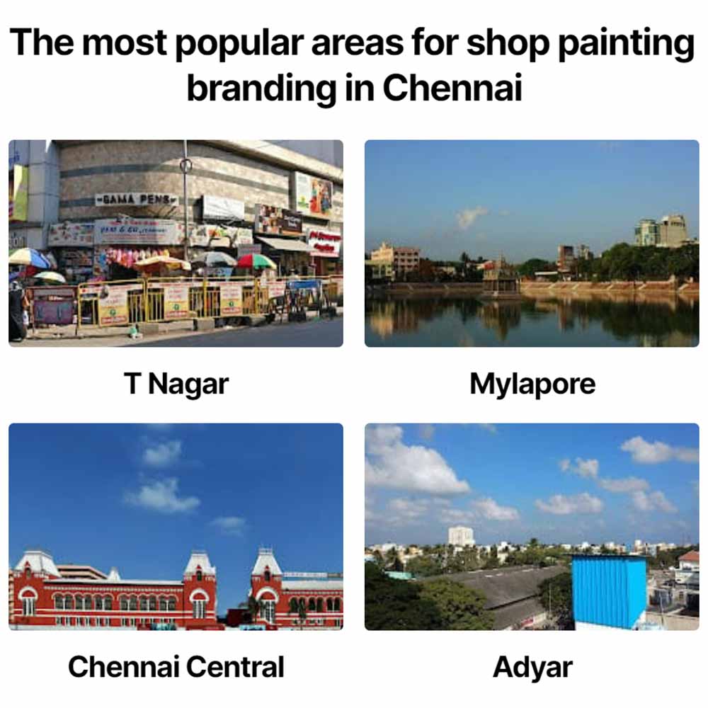 The most popular areas for Shop Shutter Painting in Chennai