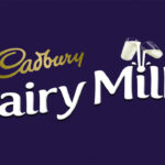 Cadbury dairy milk logo on a purple background.