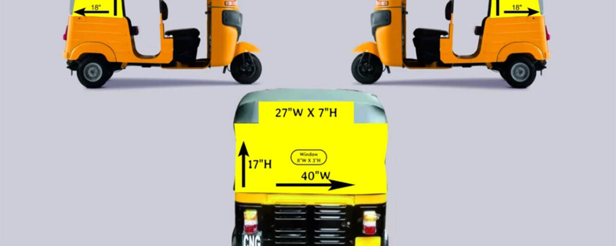 Auto rickshaw backside ads