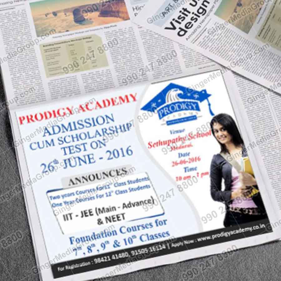 newspaper advertising lucknow prodigy academy