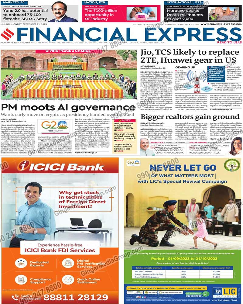 ICICI Bank Advertising in Financial Express