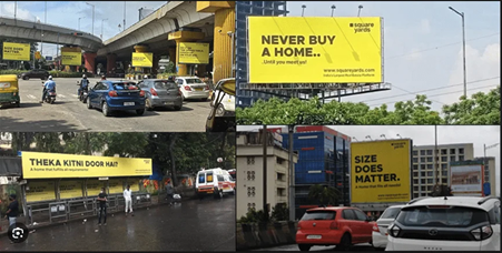 Outdoor billboard advertisements displayed on busy urban roads with traffic and flyovers