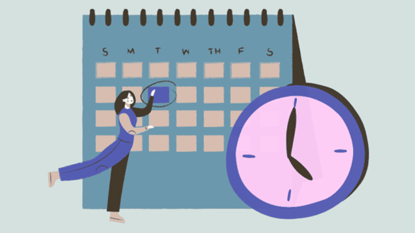 Marketing Campaign Planning and Scheduling Concept Illustration of calendar and clock representing campaign scheduling, planning, and time management