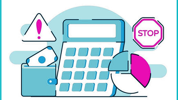 Marketing Budget and Cost Management Concept Illustration of calculator, wallet, and financial icons representing budgeting and cost control in marketing
